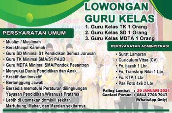 Lowongan Guru Kelas 2024