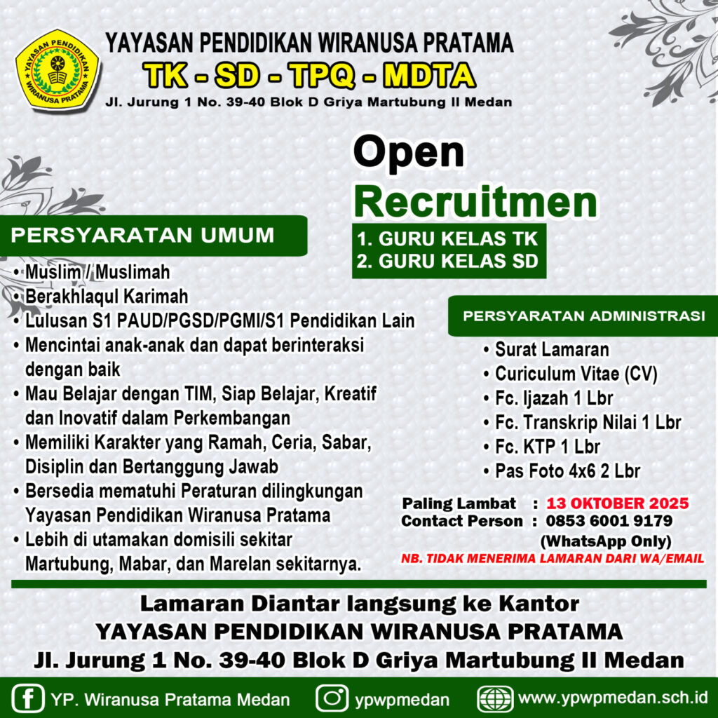 Loker Guru TK SD Medan